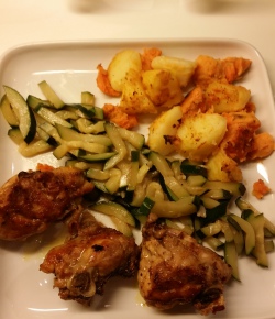 Piri Piri chicken, baked potatoes & zucchini